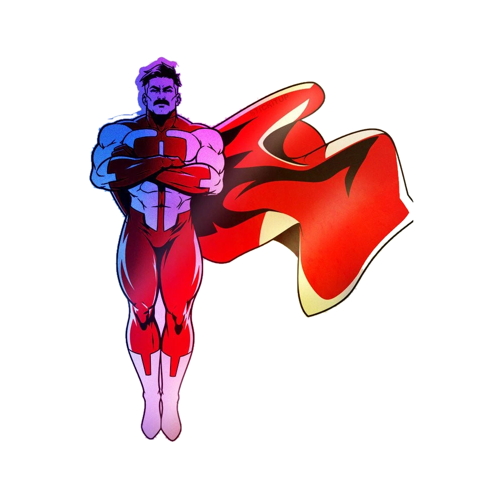 Red Cape Hero Figure Holographic Stickers